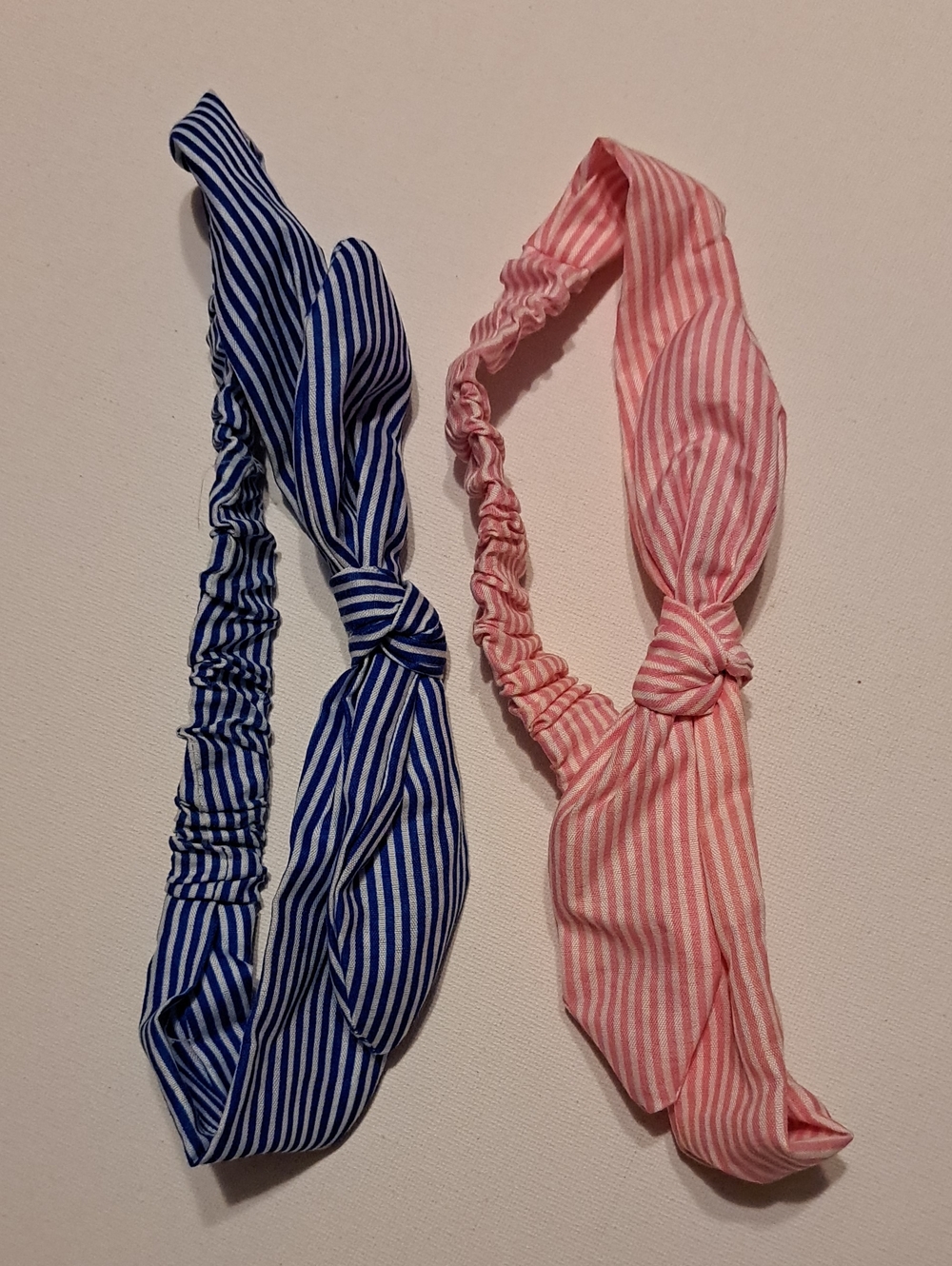 4/$15 🌻 Striped Stretchy Fabric Bow Headband Set - Pink & Blue